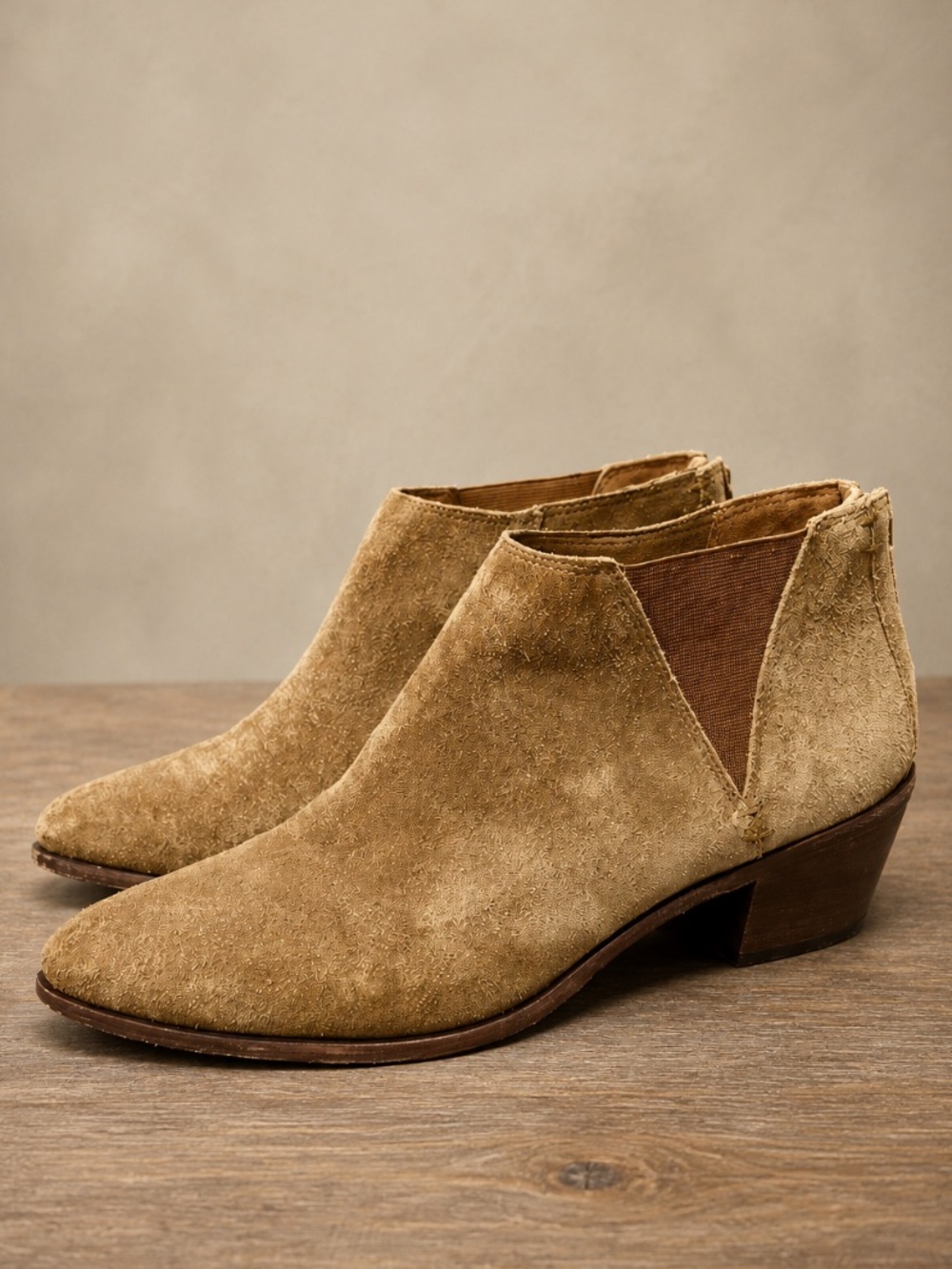 Trask‎ Tisha Boho Leather Suede Ankle Block Heel Bootie Boots 8.5 M Tan Brown